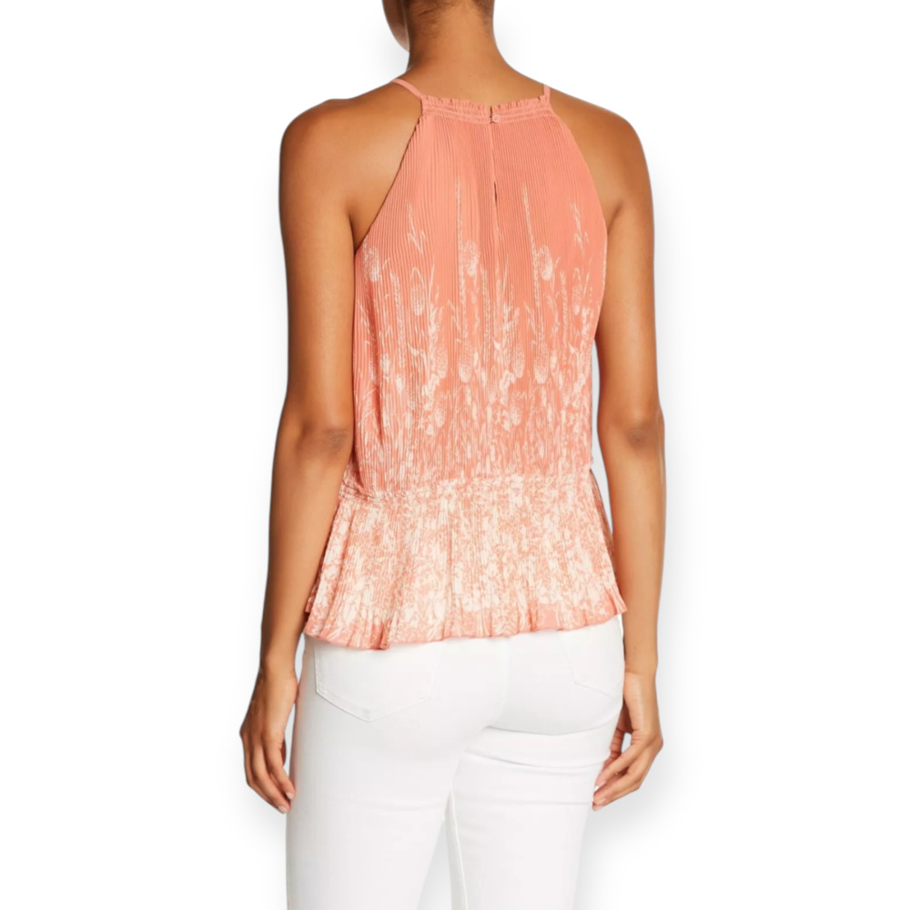 Joie Jeneca Pleated Ruffle High Neck Tank Top Baci Coral Size Small fits M NWOT - Picture 5 of 8